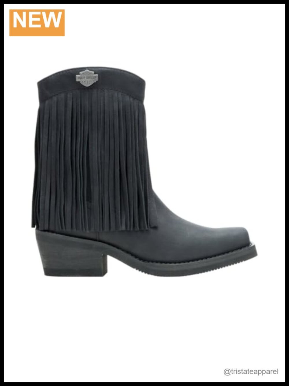 Harley-Davidson Women's Korsen Fringe Casual Ankle Boots Full Grain Leather Zip